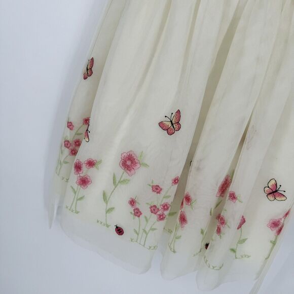 Jona Michelle Girls Size 6 Spring Easter Dress Satin & Embroidered Butterfly - Picture 2 of 7